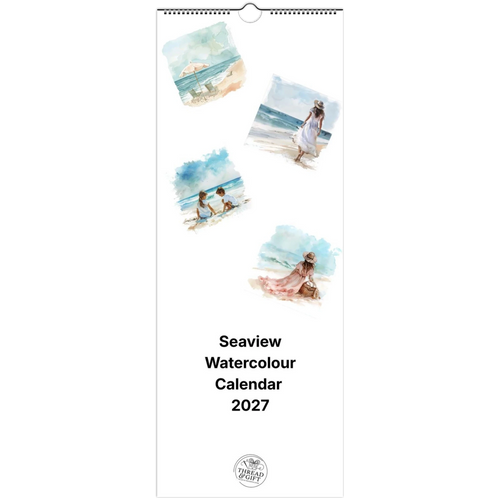 2027 Seaview Watercolour Wall Calendar – Personalised Custom Dates & British Bank Holidays