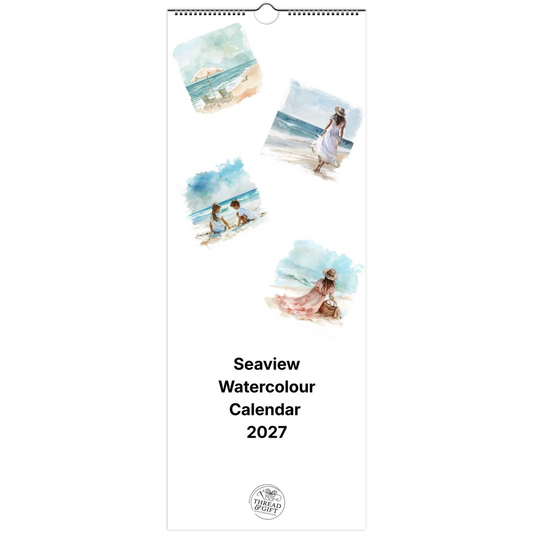 2027 Seaview Watercolour Wall Calendar – Personalised Custom Dates & British Bank Holidays