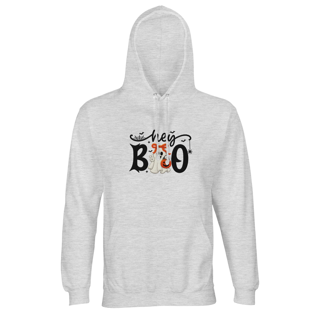 Hey Boo Halloween Unisex Hoodie – Sustainable Cotton Blend Pullover