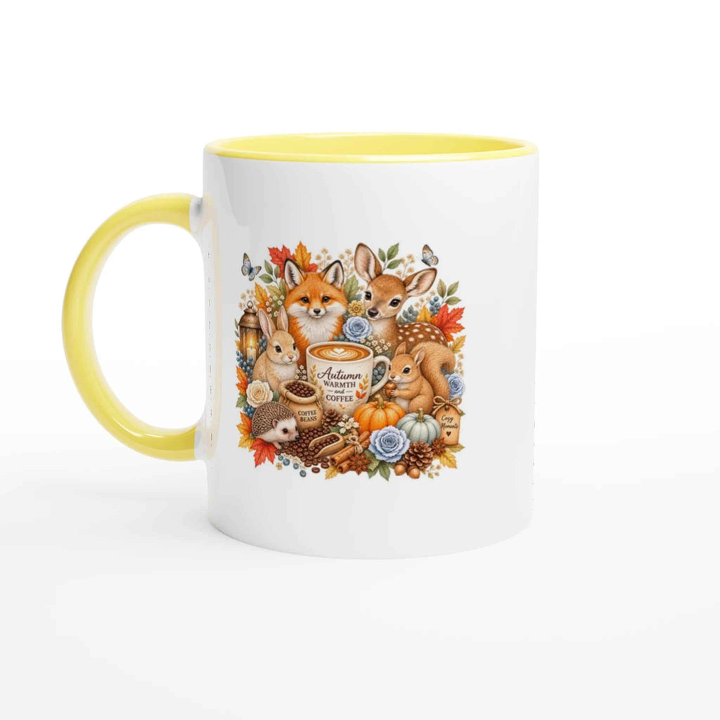 Cozy Autumn Woodland Ceramic Coffee Mug - 11oz Coloured Accent Mug