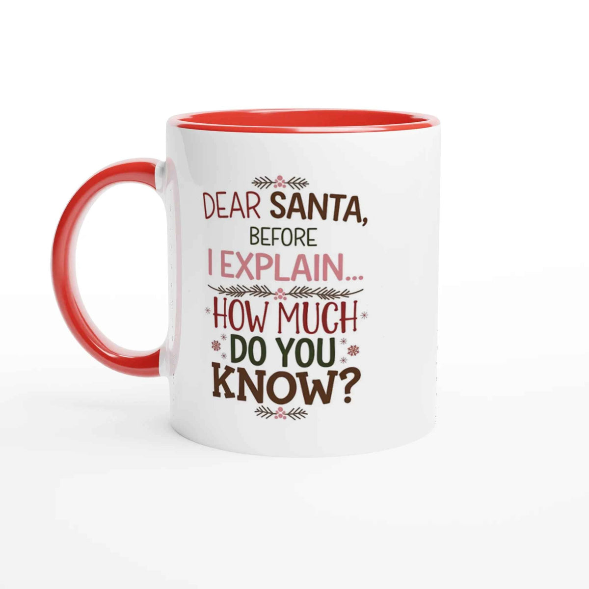 Dear Santa Mug – Festive Ceramic 11oz Coffee Cup with Coloured Accent