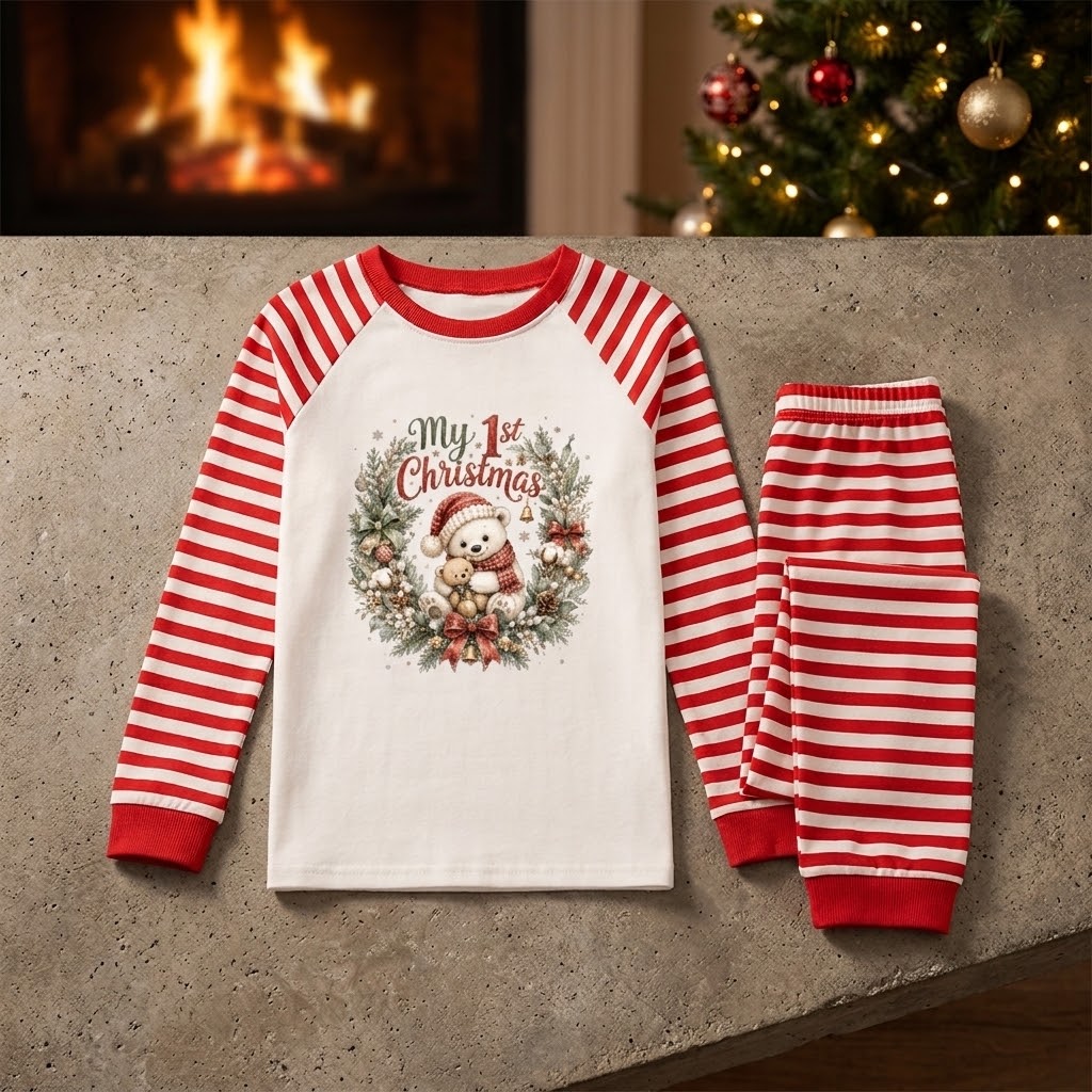 Bear Wreath – My 1st Christmas Baby Pyjama Set