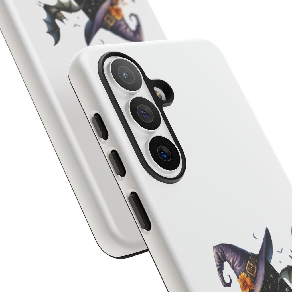 Halloween Witch Initial Phone Case - Letter A Pumpkin, Bat & Potion Cute Fall Phone Cover