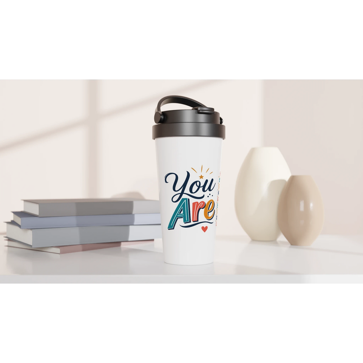 You Are... Affirmation Stainless Steel Travel Mug - 15oz Insulated Leak-Proof Cup