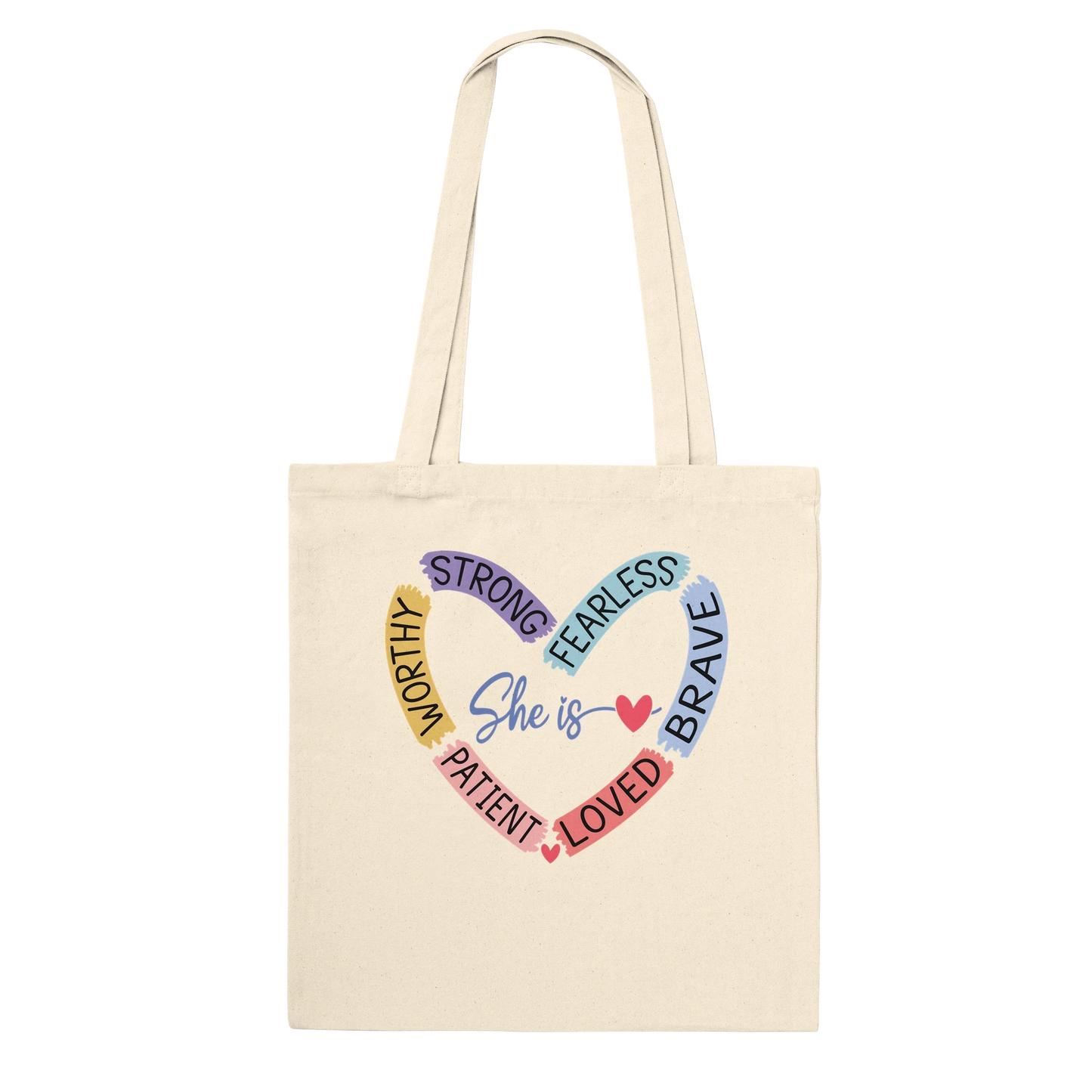 Premium Cotton Tote Bag – 'She is Heart' Affirmation Design