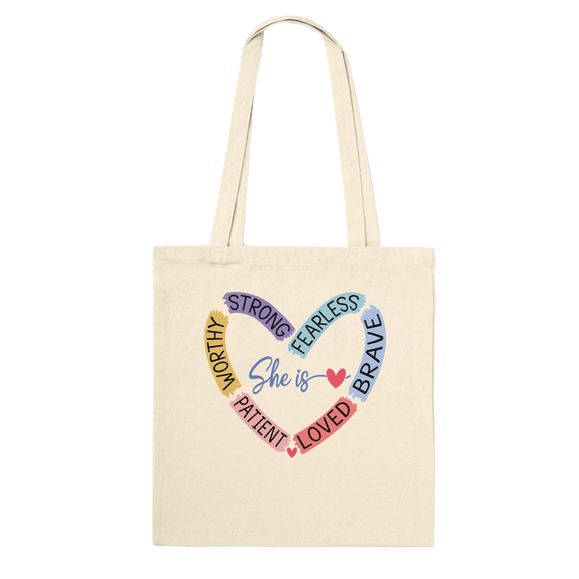 Premium Cotton Tote Bag – 'She is Heart' Affirmation Design