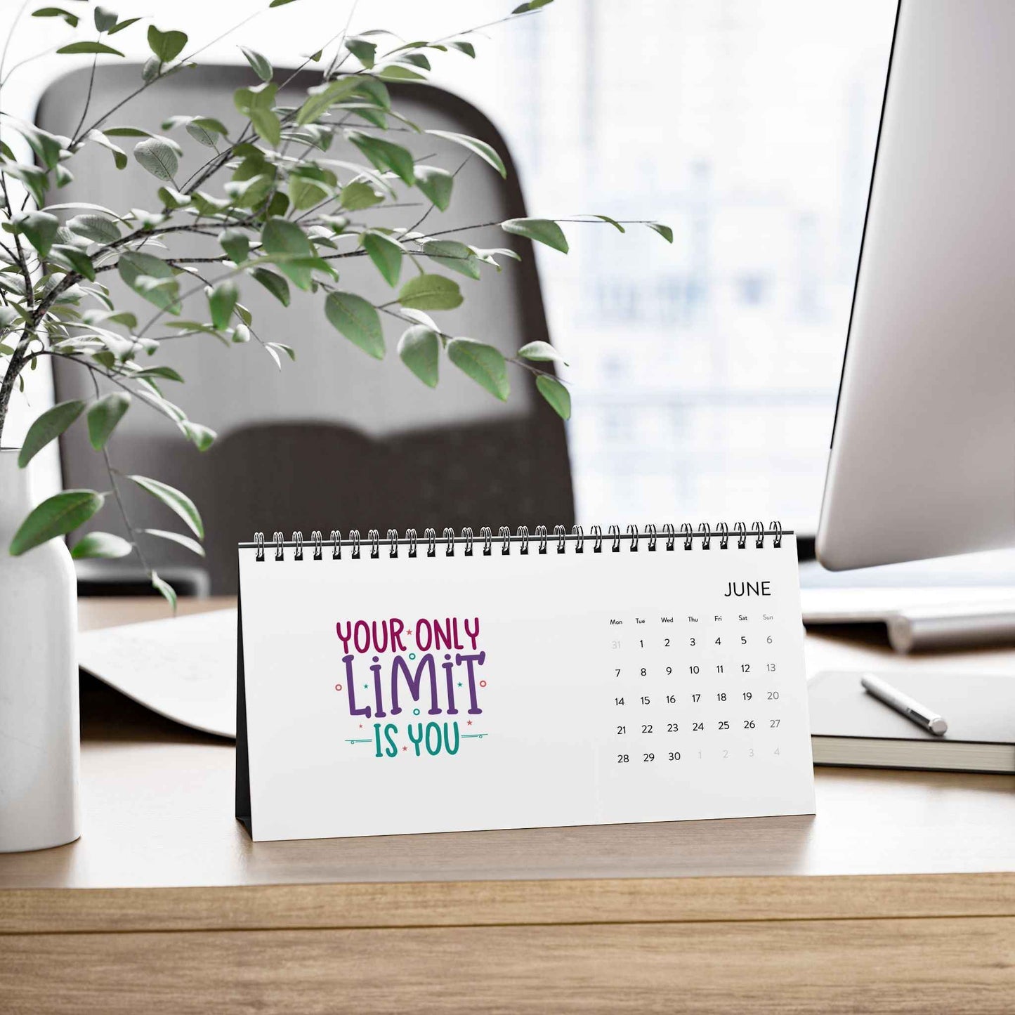Inspirational Quotes Desk Calendar 2027 — Motivational Monthly Grid