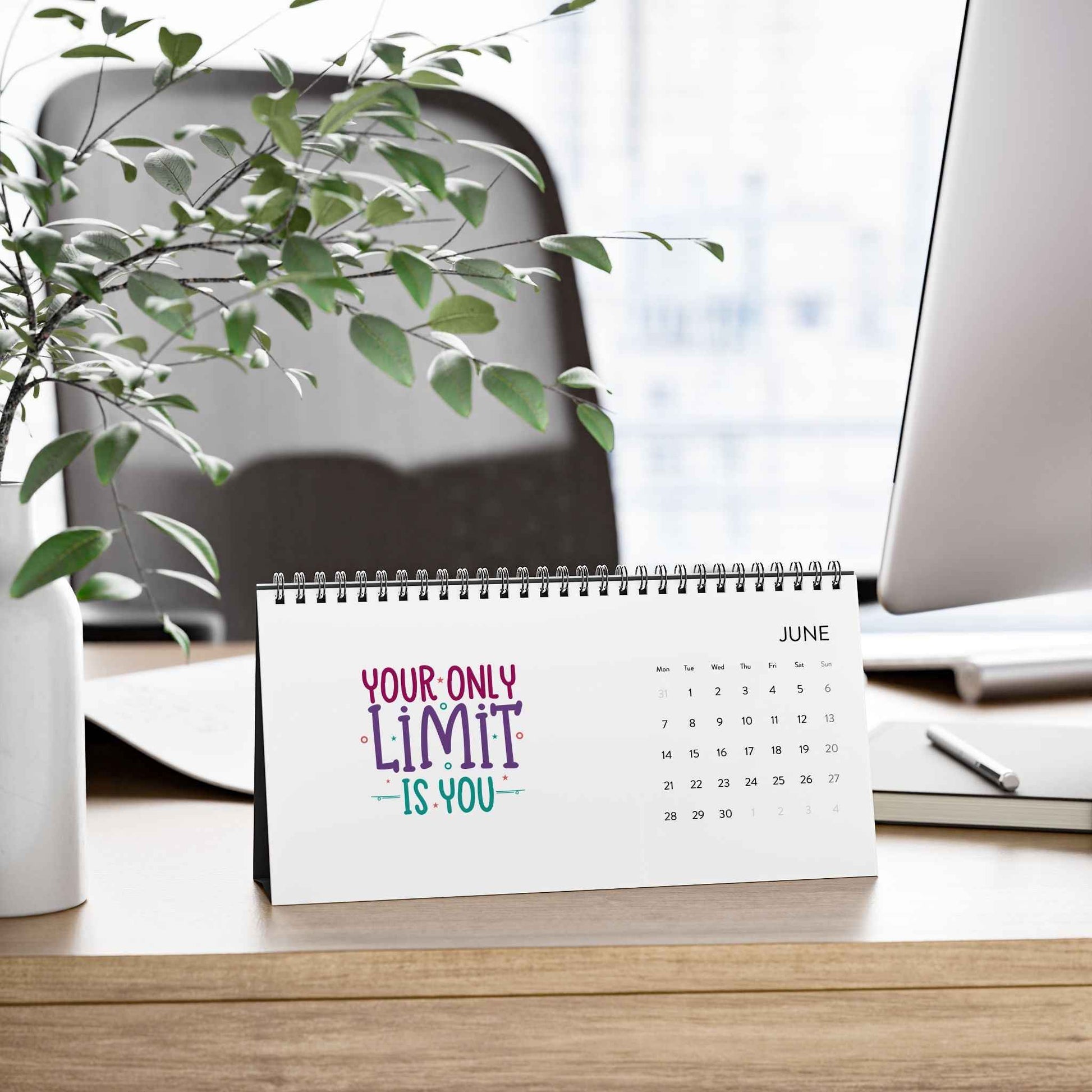 Inspirational Quotes Desk Calendar 2027 — Motivational Monthly Grid