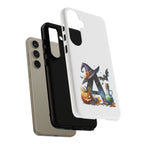 Halloween Witch Initial Phone Case - Letter A Pumpkin, Bat & Potion Cute Fall Phone Cover