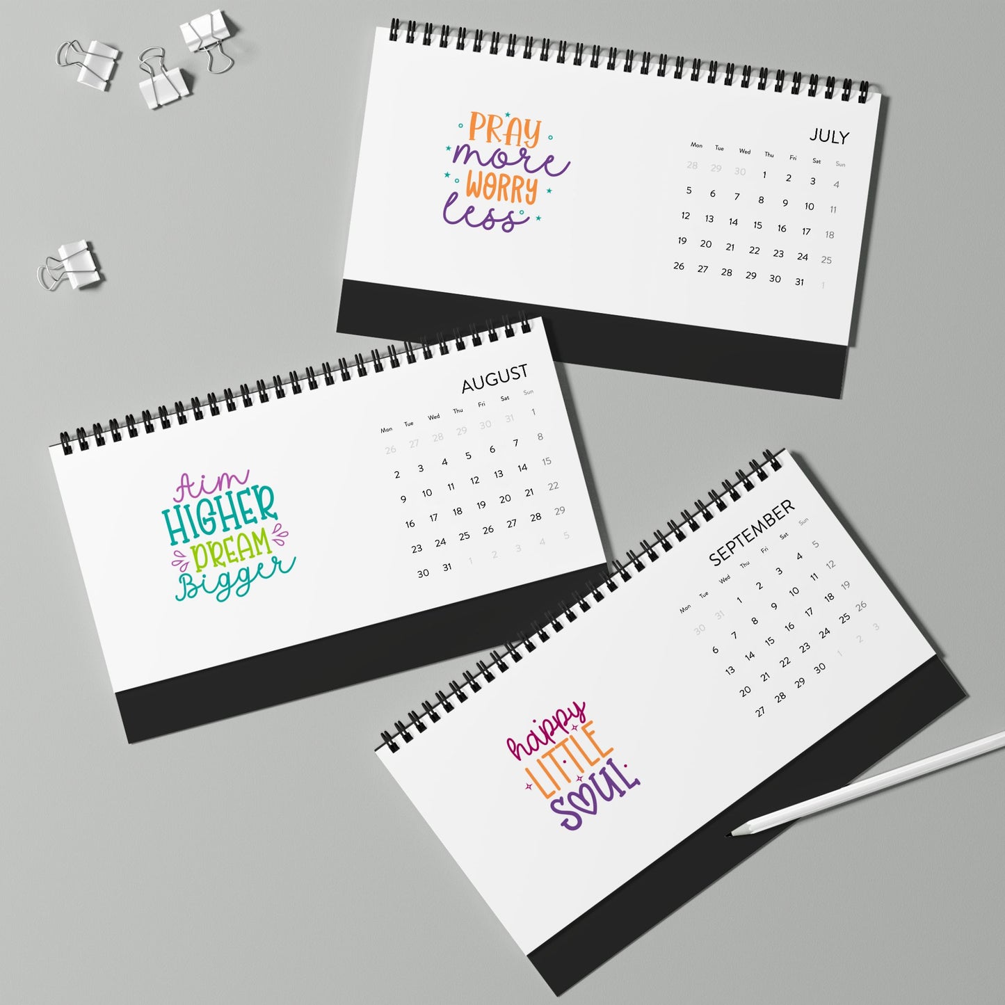 Inspirational Quotes Desk Calendar 2027 — Motivational Monthly Grid