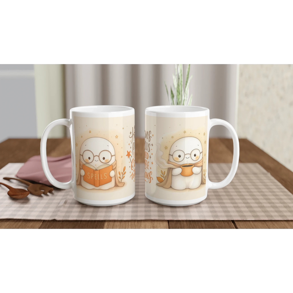 Hocus Pocus I Need Coffee to Focus Ceramic Mug - 15oz Glossy White Coffee Cup