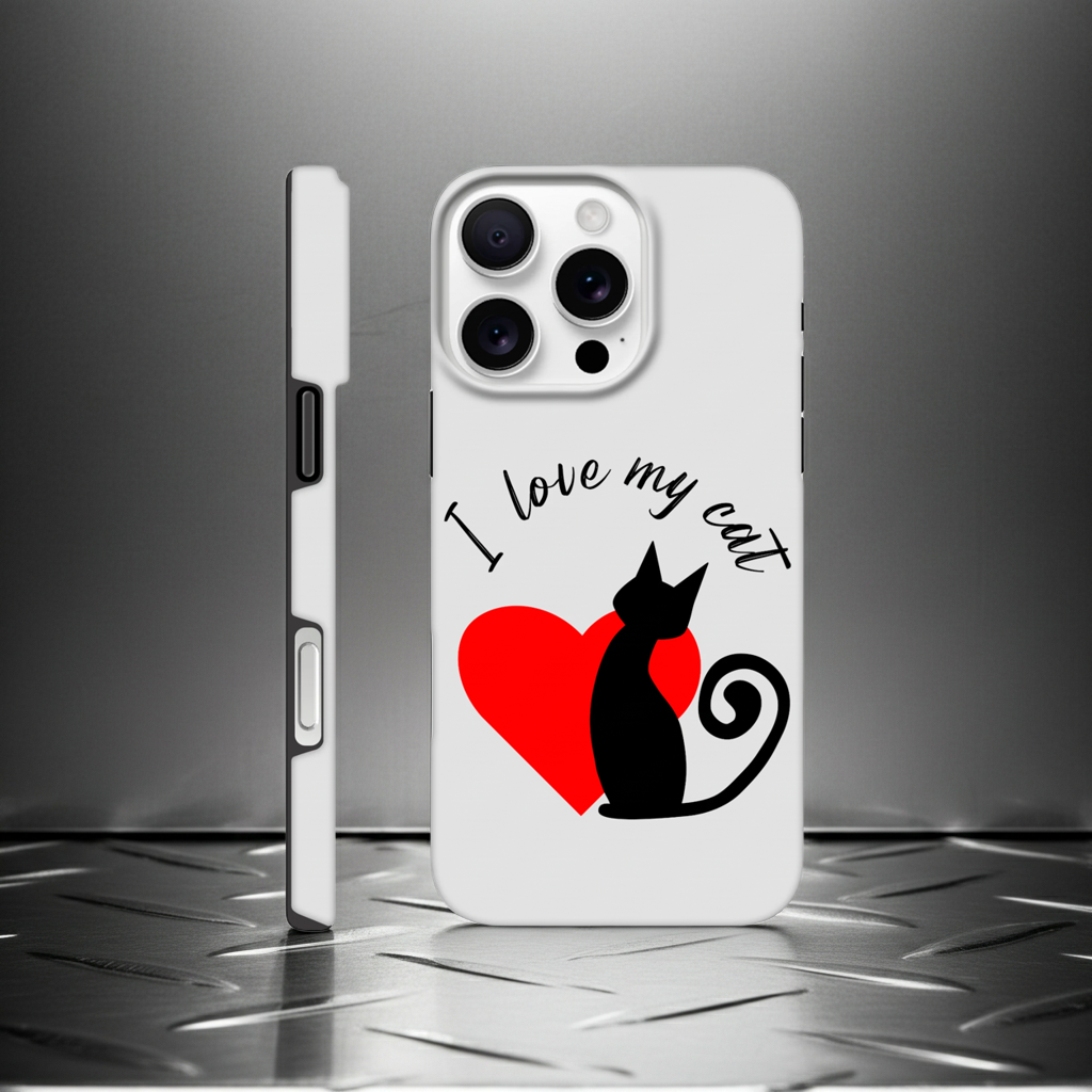 I Love My Cat Tough Phone Case for iPhone – Premium Double-Layer Protection