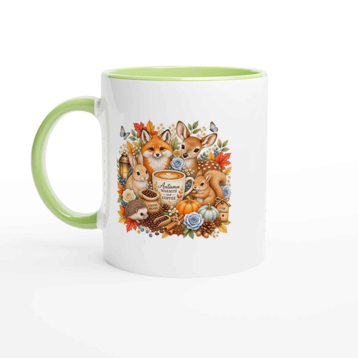 Cozy Autumn Woodland Ceramic Coffee Mug - 11oz Coloured Accent Mug