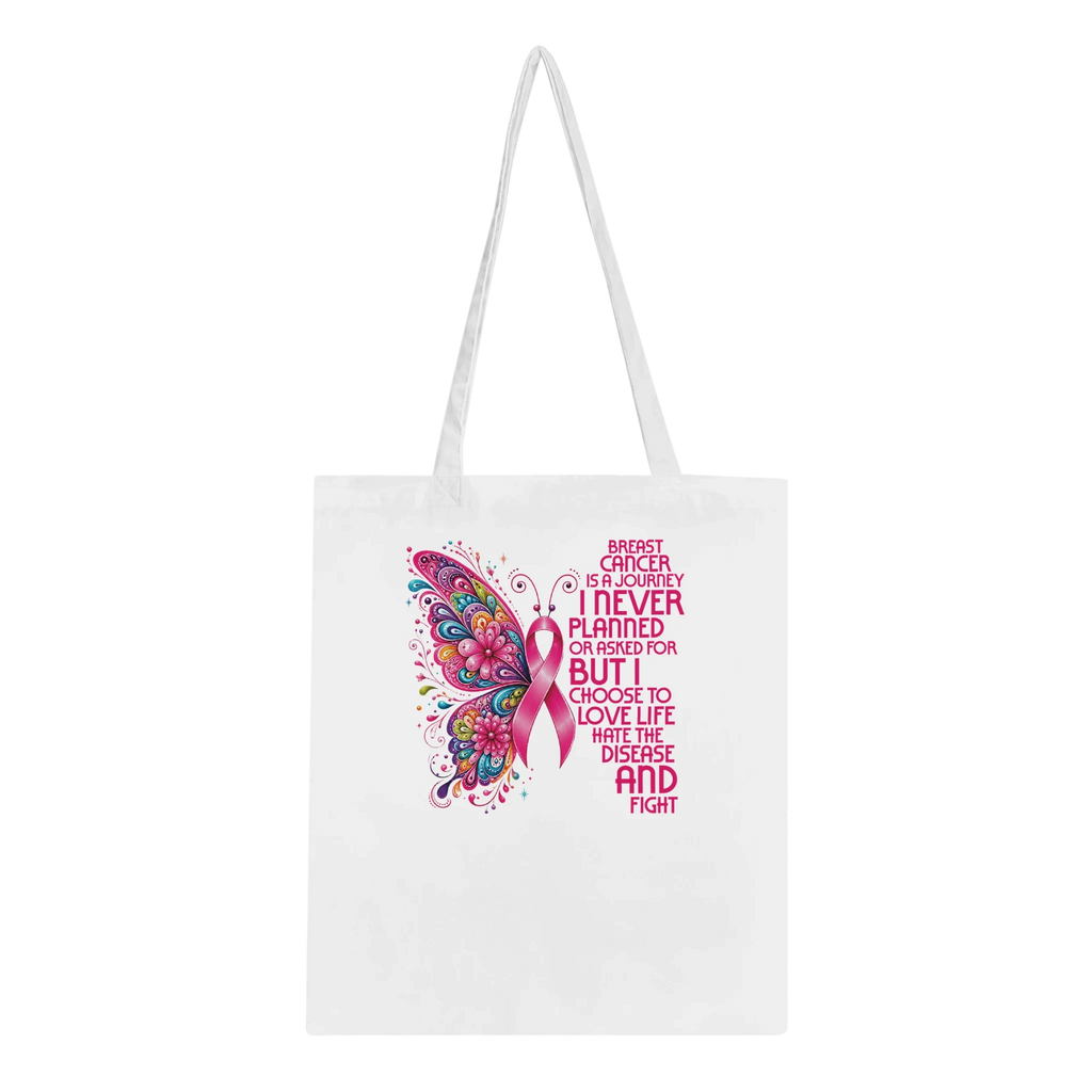 Butterfly Breast Cancer Awareness Tote Bag – Eco-Friendly Cotton Tote