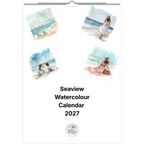2027 Seaview Watercolour Wall Calendar – Personalised Custom Dates & British Bank Holidays