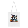 Halloween Alphabet Letter Cotton Tote Bag - Custom Initial Spooky Canvas Bag