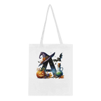 Halloween Alphabet Letter Cotton Tote Bag - Custom Initial Spooky Canvas Bag