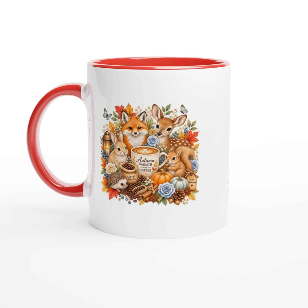 Cozy Autumn Woodland Ceramic Coffee Mug - 11oz Coloured Accent Mug