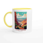 Vintage City Poster Ceramic Mug – 11oz Travel-Themed Coffee Cup with Colourful Rim