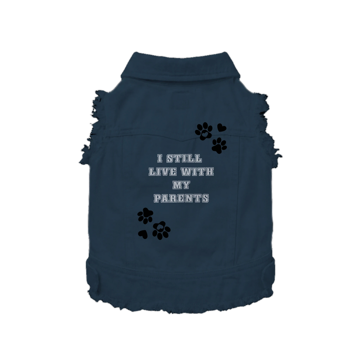 I Still Live With My Parents Dog Denim Jacket - Indigo and Black