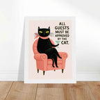 All Guests Must Be Approved By The Cat Framed Fine Art Poster – British English Design