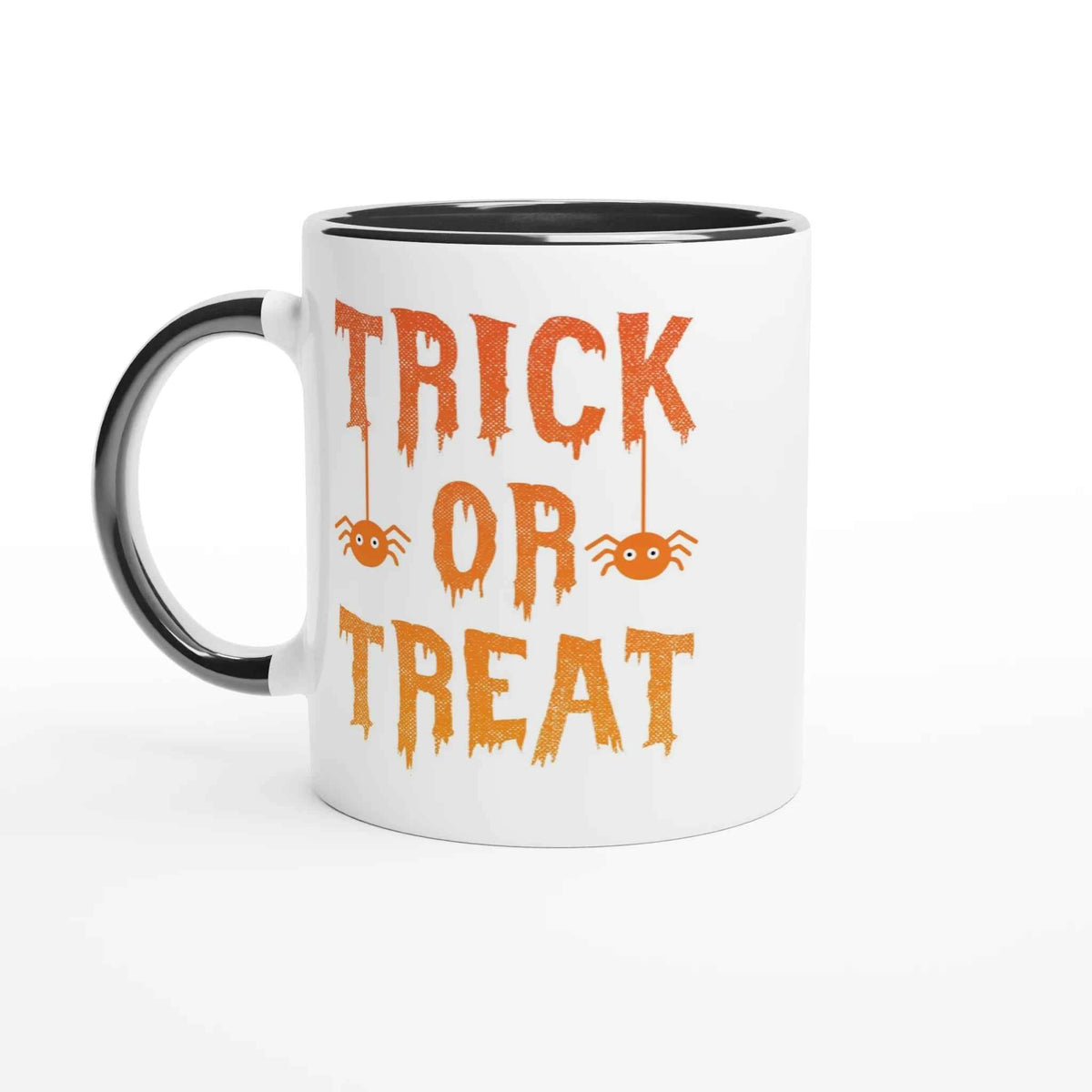 Trick or Treat Ceramic Mug – 11oz Glossy White with Coloured Accent