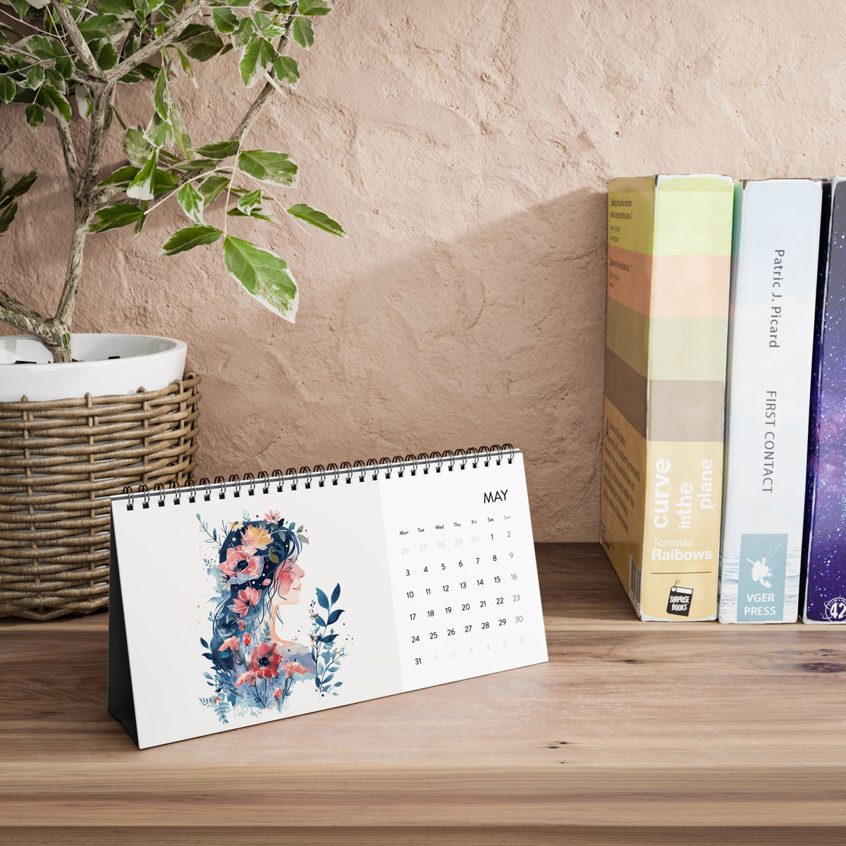 Flower Girl 2027 Desk Calendar — Simplex Spiral Desk Planner