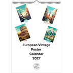 2027 European Vintage Scene Personalised Wall Calendar | Custom Date Printing