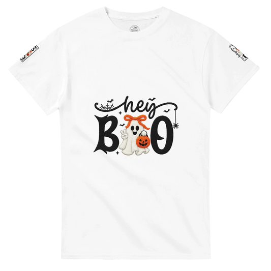 Hey Boo Halloween Graphic T-Shirt – Premium Heavyweight Cotton Tee