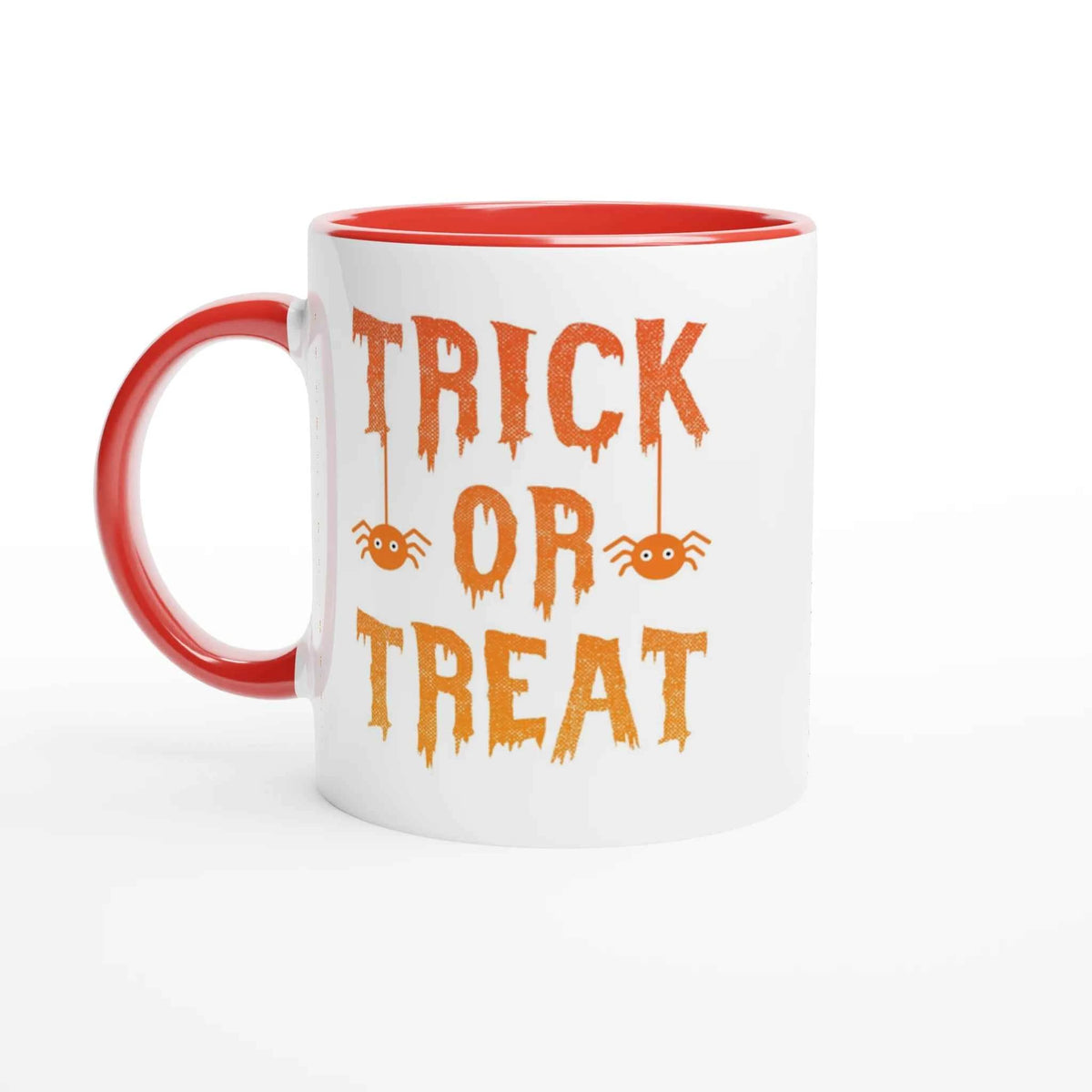 Trick or Treat Ceramic Mug – 11oz Glossy White with Coloured Accent