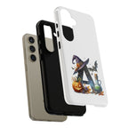 Halloween Witch Initial Phone Case - Letter A Pumpkin, Bat & Potion Cute Fall Phone Cover