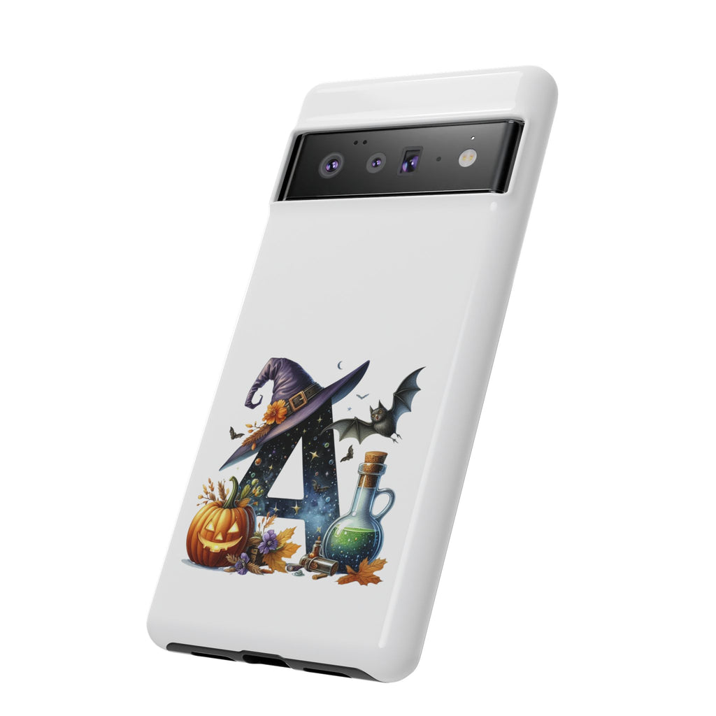 Halloween Witch Initial Phone Case - Letter A Pumpkin, Bat & Potion Cute Fall Phone Cover