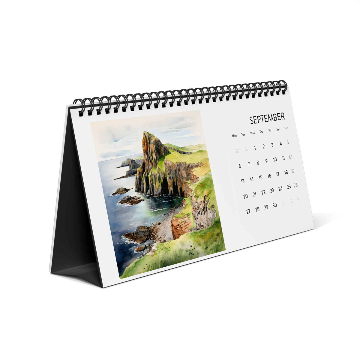 Watercolours of Scotland 2027 Desk Calendar — Simplex Grid