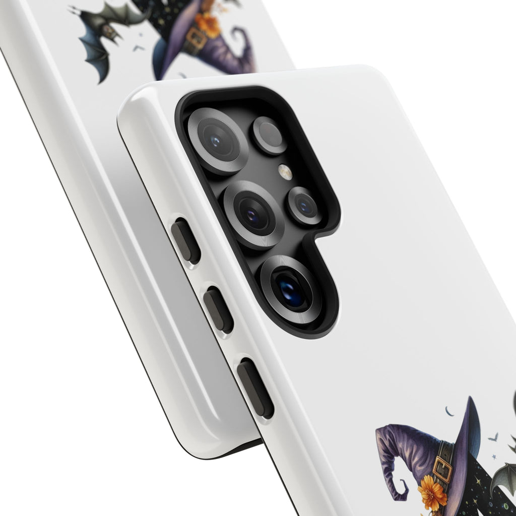 Halloween Witch Initial Phone Case - Letter A Pumpkin, Bat & Potion Cute Fall Phone Cover