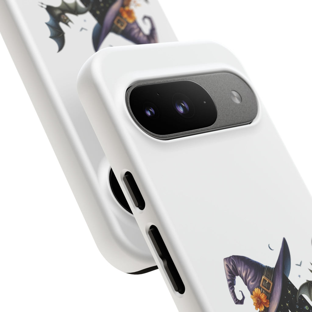 Halloween Witch Initial Phone Case - Letter A Pumpkin, Bat & Potion Cute Fall Phone Cover