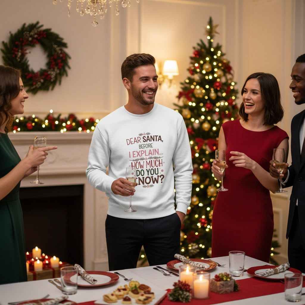 Dear Santa Unisex Sweatshirt – Comfortable Festive Holiday Crew Neck