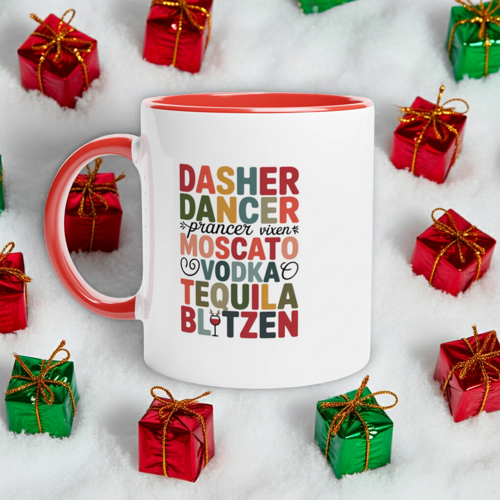 Dasher, Dancer... Vodka Ceramic Mug - 11oz Glossy Two-Tone Mug