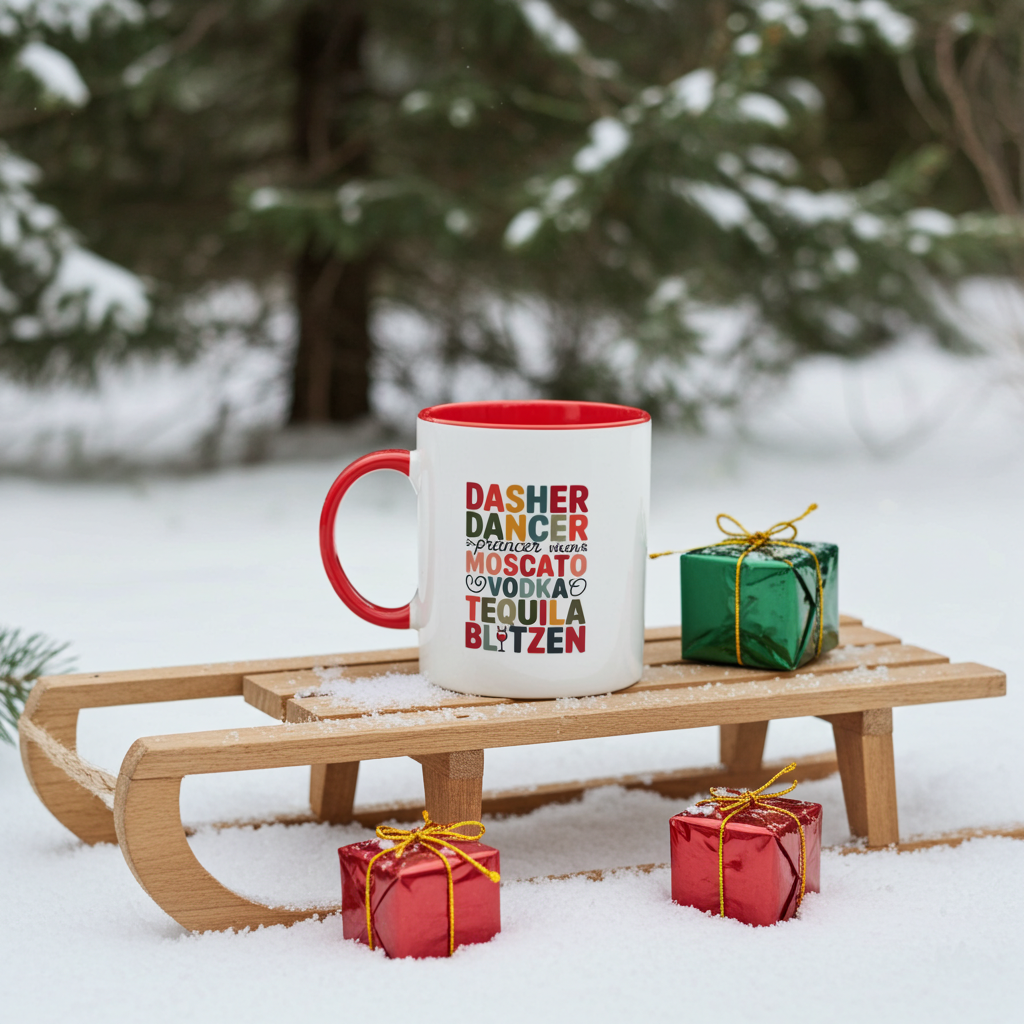 Dasher, Dancer... Vodka Ceramic Mug - 11oz Glossy Two-Tone Mug
