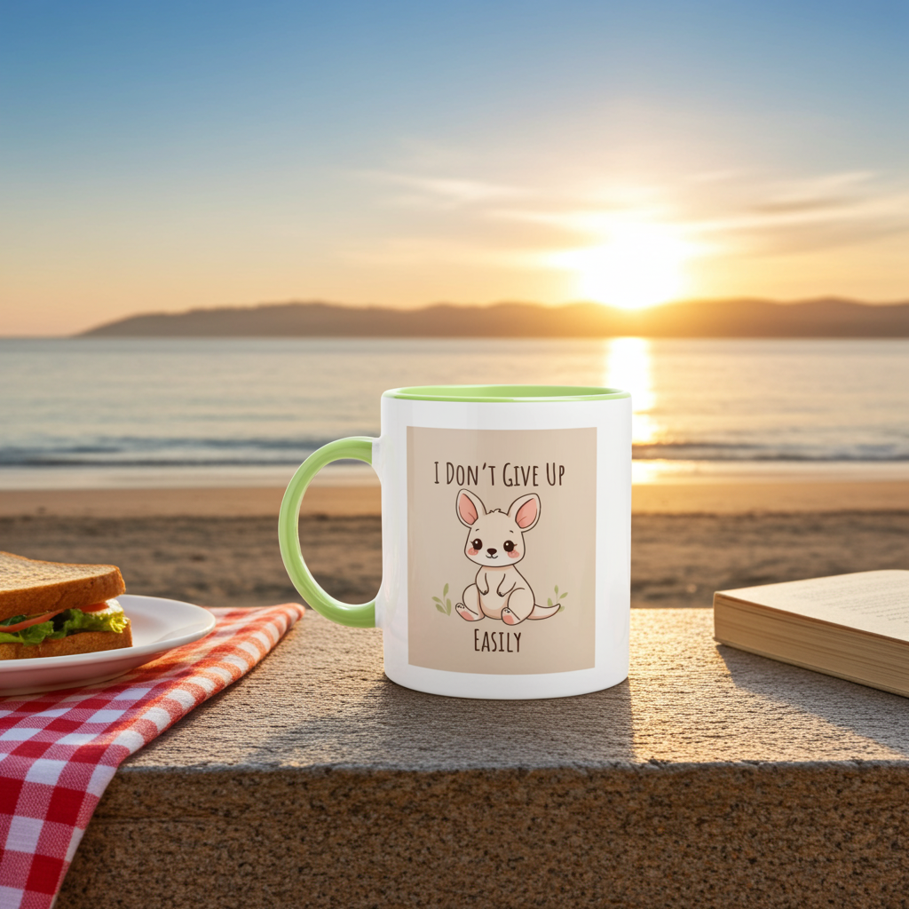 Cute Affirmation Ceramic Mug – 11oz Coloured Rim & Handle – 10 Unique Designs