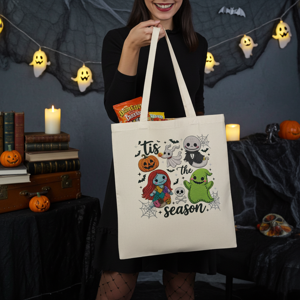 'Tis The Season Nightmare Before Christmas Tote Bag - 100% Cotton Eco-Friendly Shopper