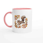 Woodland Autumn Ceramic Mug – 11 Seasonal Designs – 11oz Coloured Rim & Handle