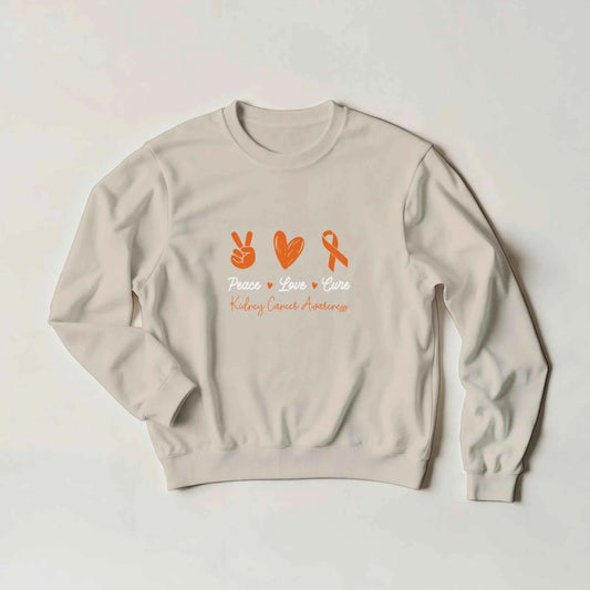 Peace Love Cure Kidney Cancer Unisex Sweatshirt – Support Kidney Cancer UK