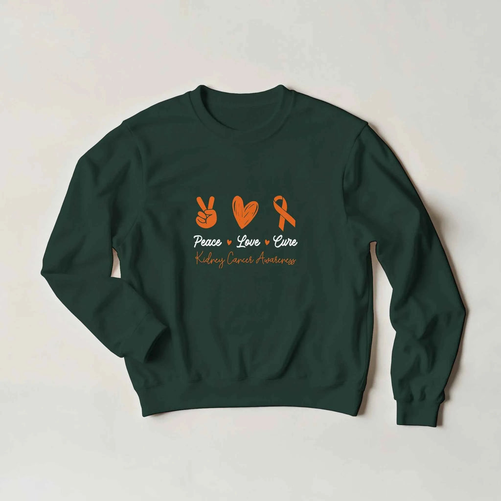 Peace Love Cure Kidney Cancer Unisex Sweatshirt – Support Kidney Cancer UK