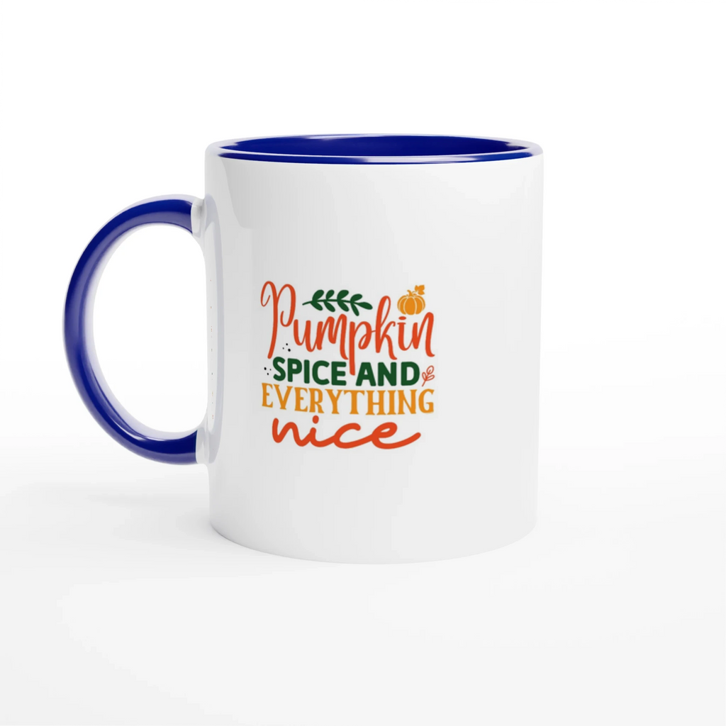 Pumpkin Spice and Everything Nice Ceramic Mug – 11oz Coloured Rim Coffee Cup