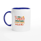 Pumpkin Spice and Everything Nice Ceramic Mug – 11oz Coloured Rim Coffee Cup