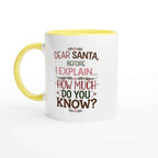 Dear Santa Mug – Festive Ceramic 11oz Coffee Cup with Coloured Accent