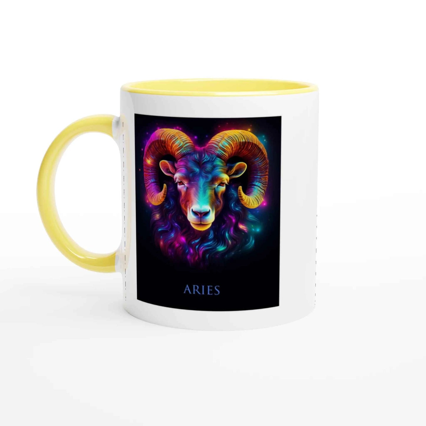 Neon Zodiac Sign Ceramic Mug Collection – 11oz Coloured Rim & Handle