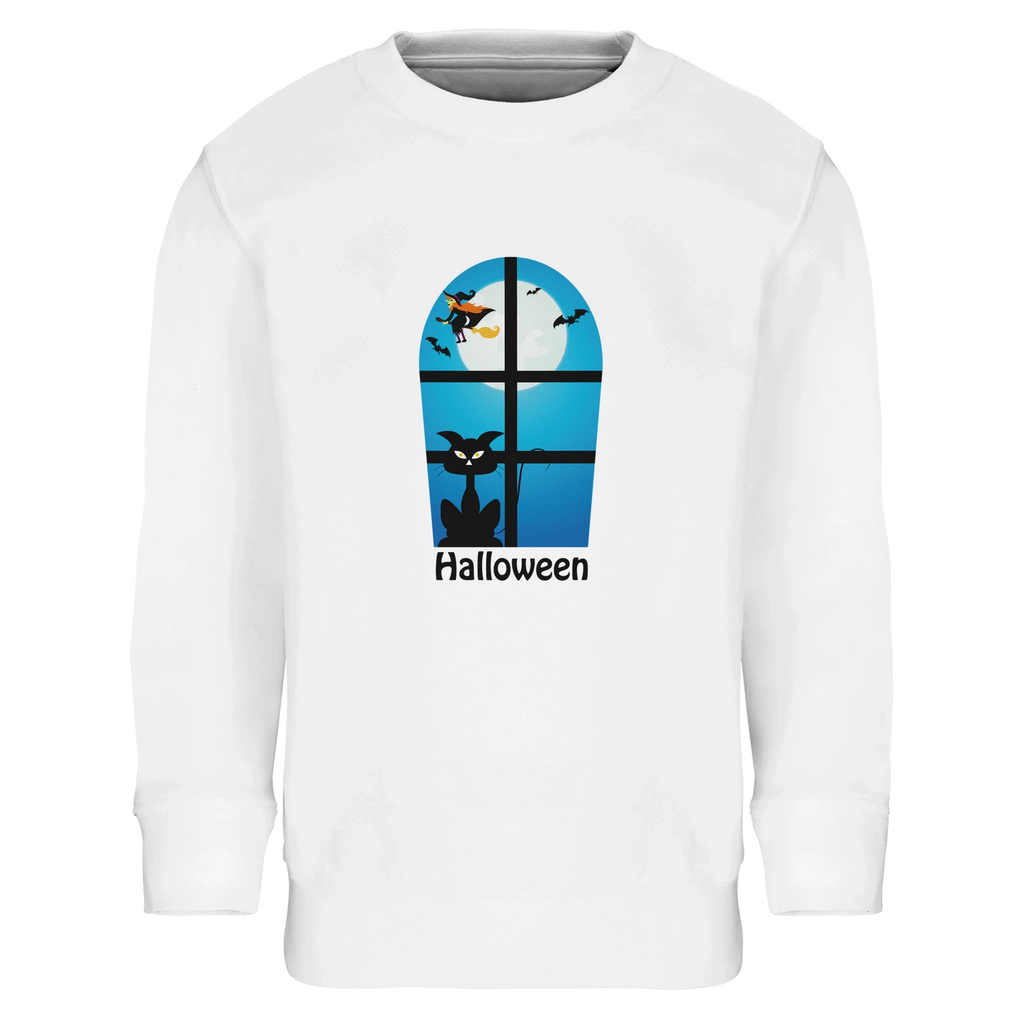 Kids Halloween Window Print Sweatshirt – Soft Cotton Blend Jumper