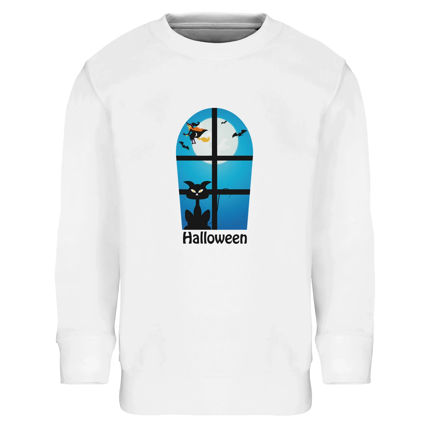 Kids Halloween Window Print Sweatshirt – Soft Cotton Blend Jumper