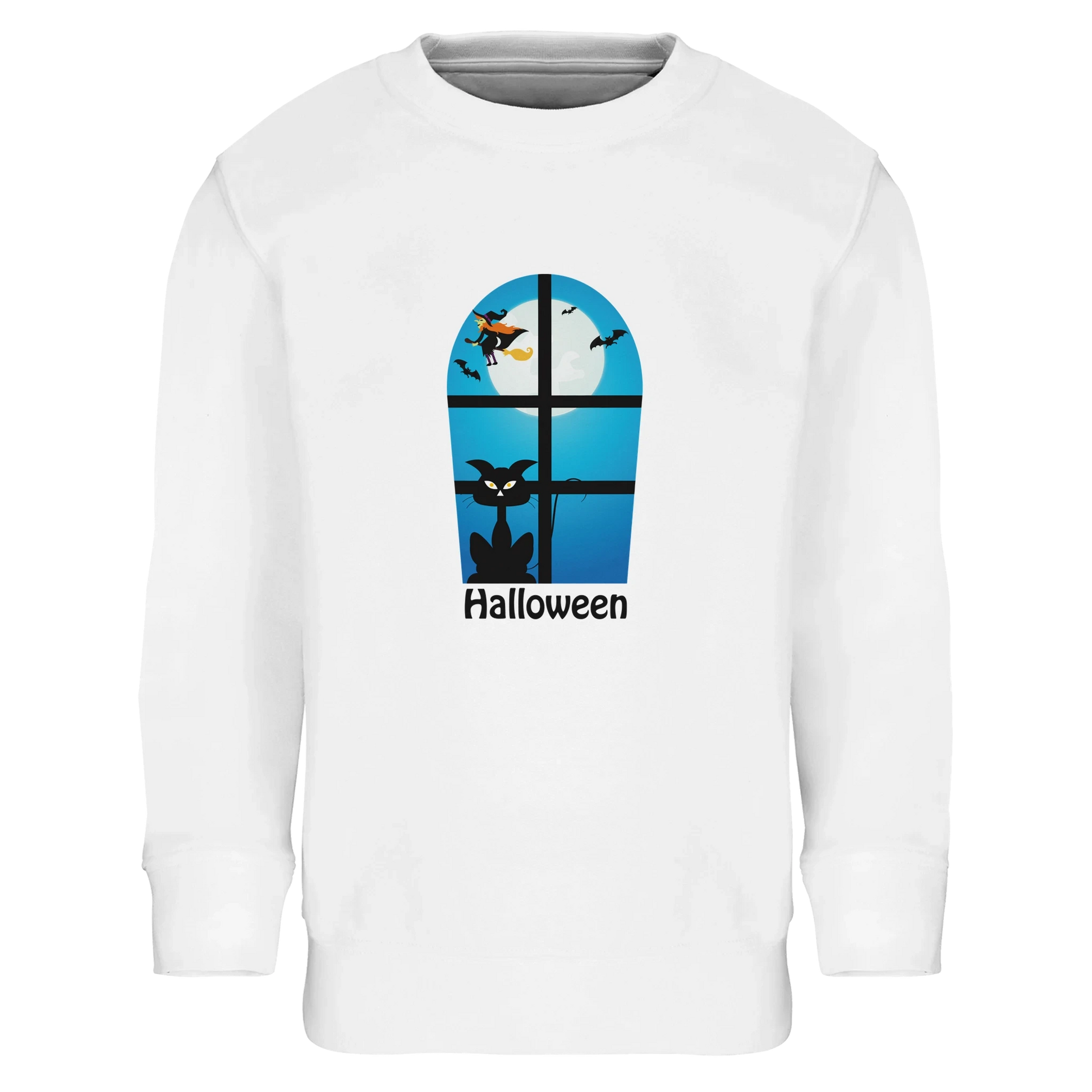 Kids Halloween Window Print Sweatshirt – Soft Cotton Blend Jumper
